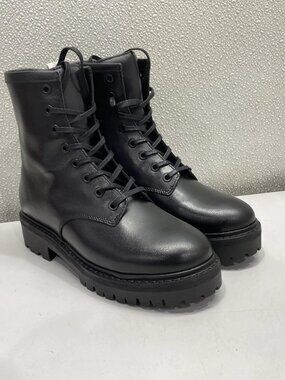 Thursday Black Full Grain Leather Combat Boot Women's US 5